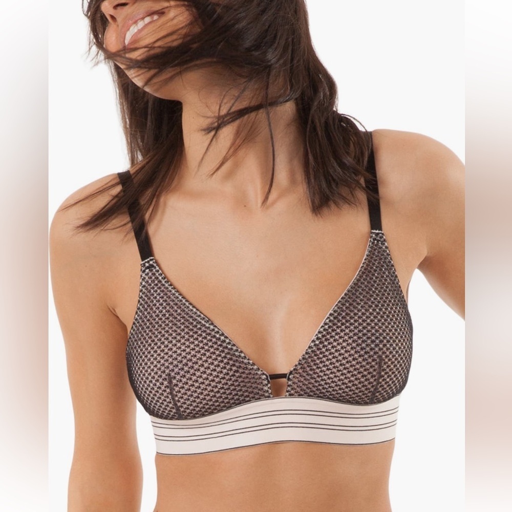 Lively Stylish Black and White Lace Bralette